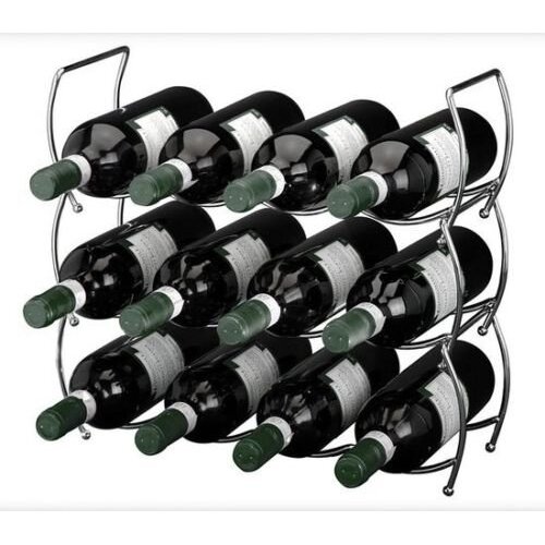 3 Tier Stackable Chrome Wine Storage Display Rack Holder Up To 12 Bottles